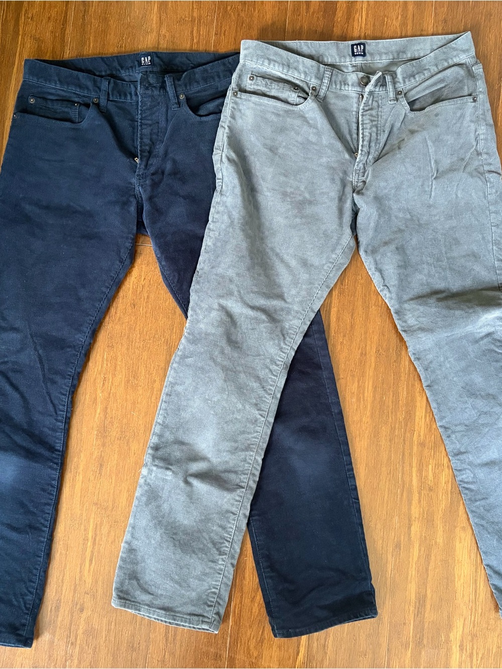 GAP Men's Corduroy Pants Duo — Navy and Gray